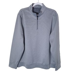 Hickey Freeman New York gray striped 1/4 zip long sleeve pullover shirt Large
